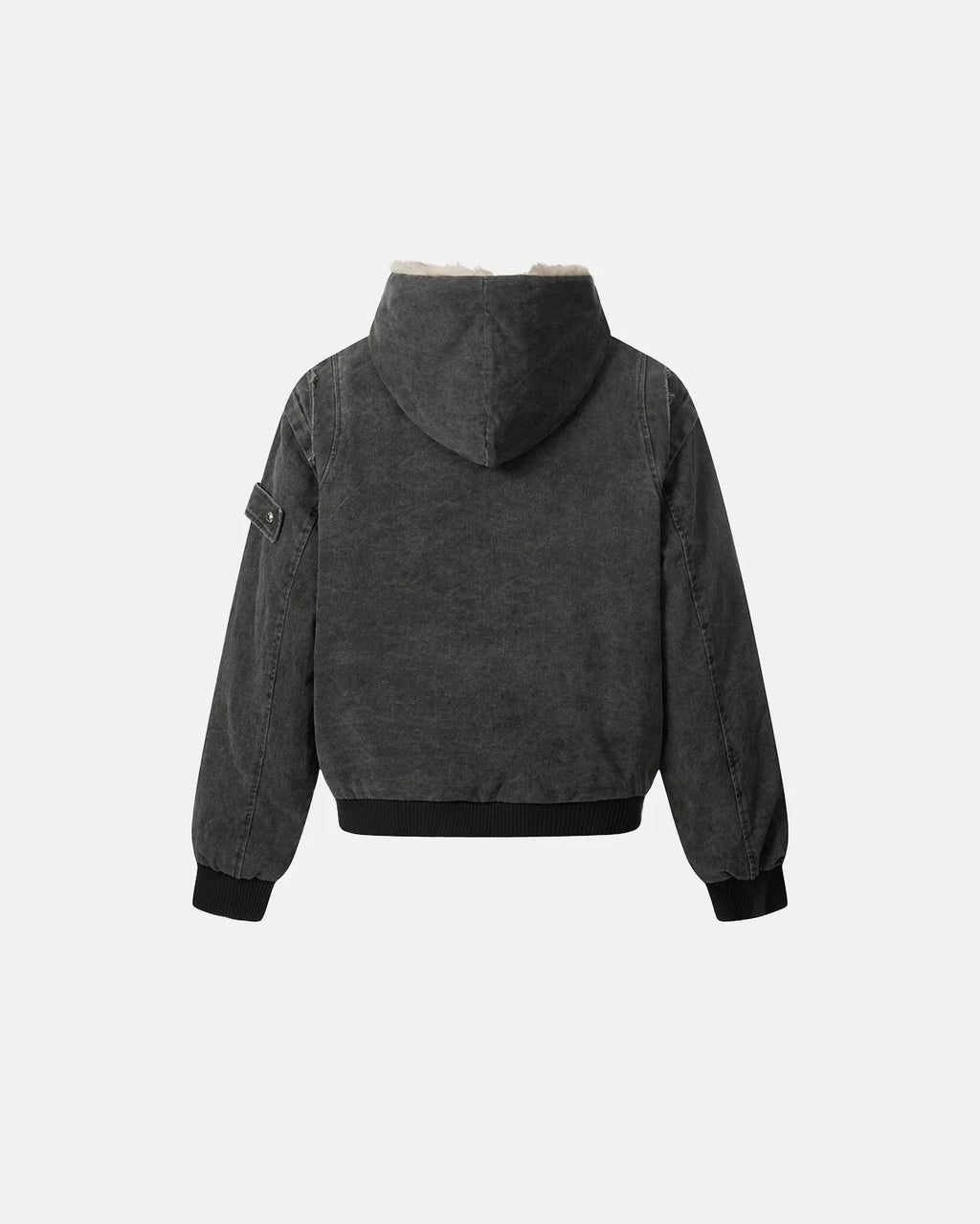 Faux Fur Lined Washed Hooded Jacket | Inflation Streetwear