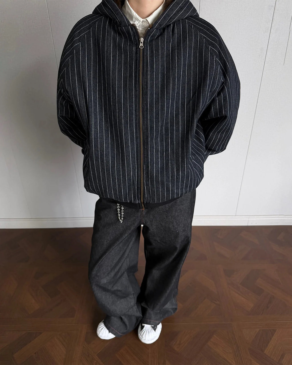 Faux Fur Pinstripe Padded Jacket | Inflation Streetwear