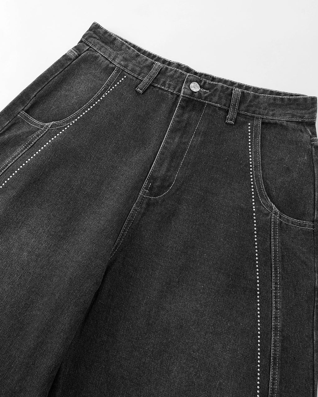 Rhinestone Stitching Barrel Jeans | Inflation Streetwear