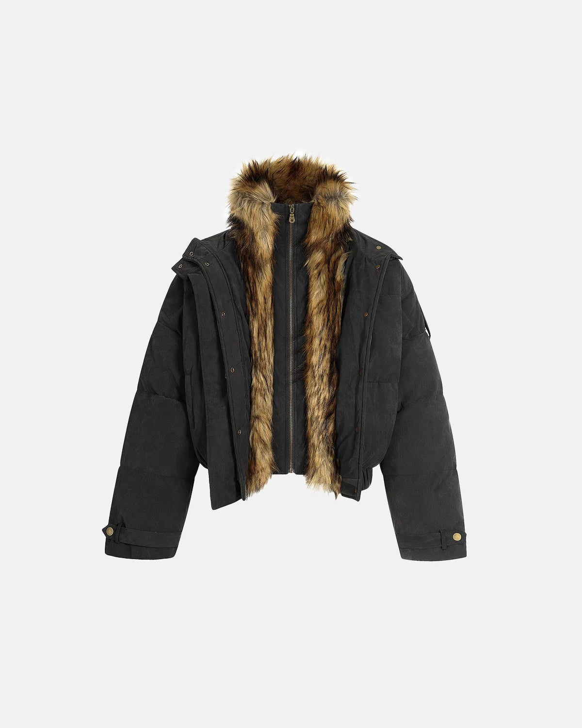 Faux Fur Cropped Cotton Parkas | Infaltion Streetwear