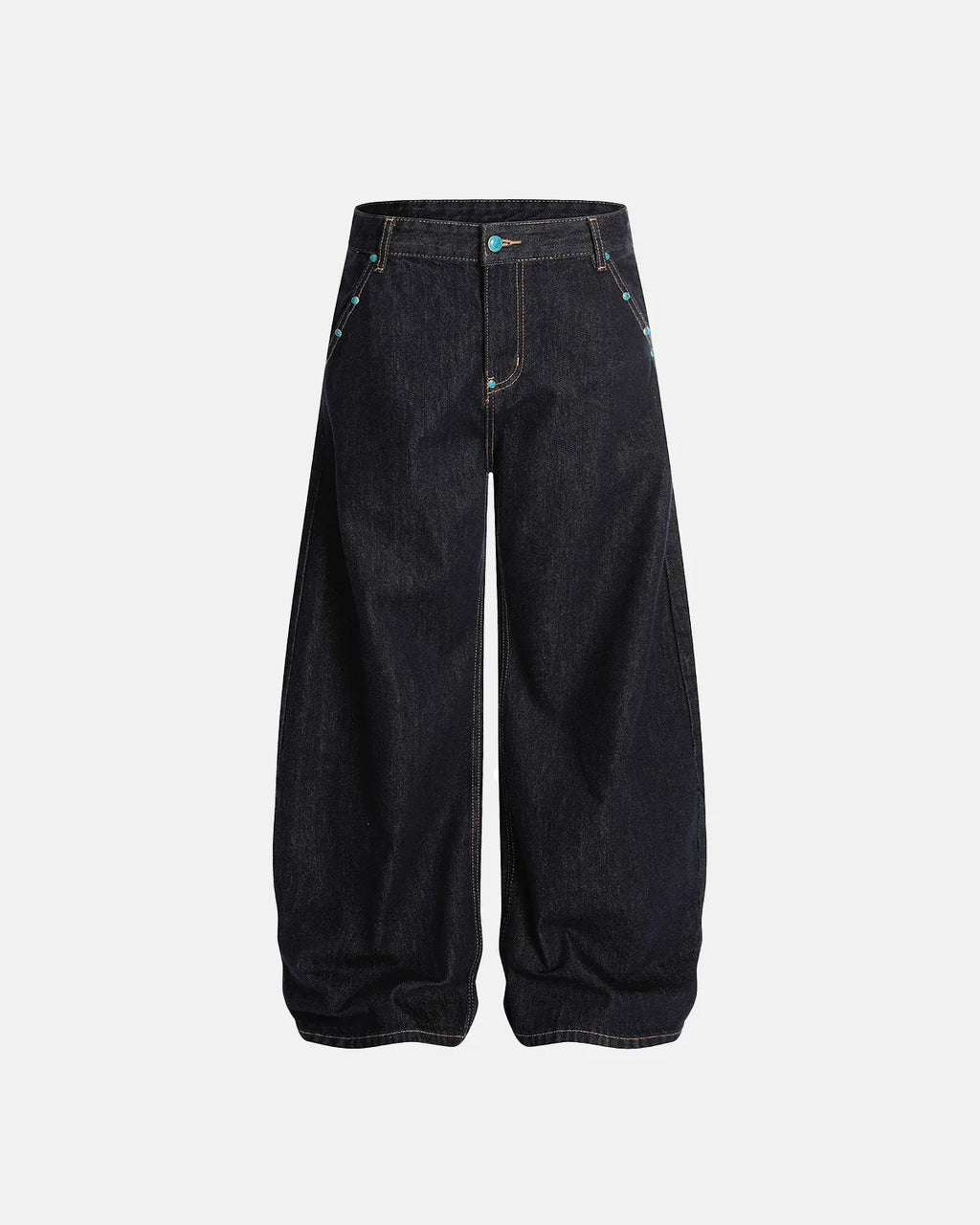 Turquoise Button Baggy Jeans | Inflation Streetwear