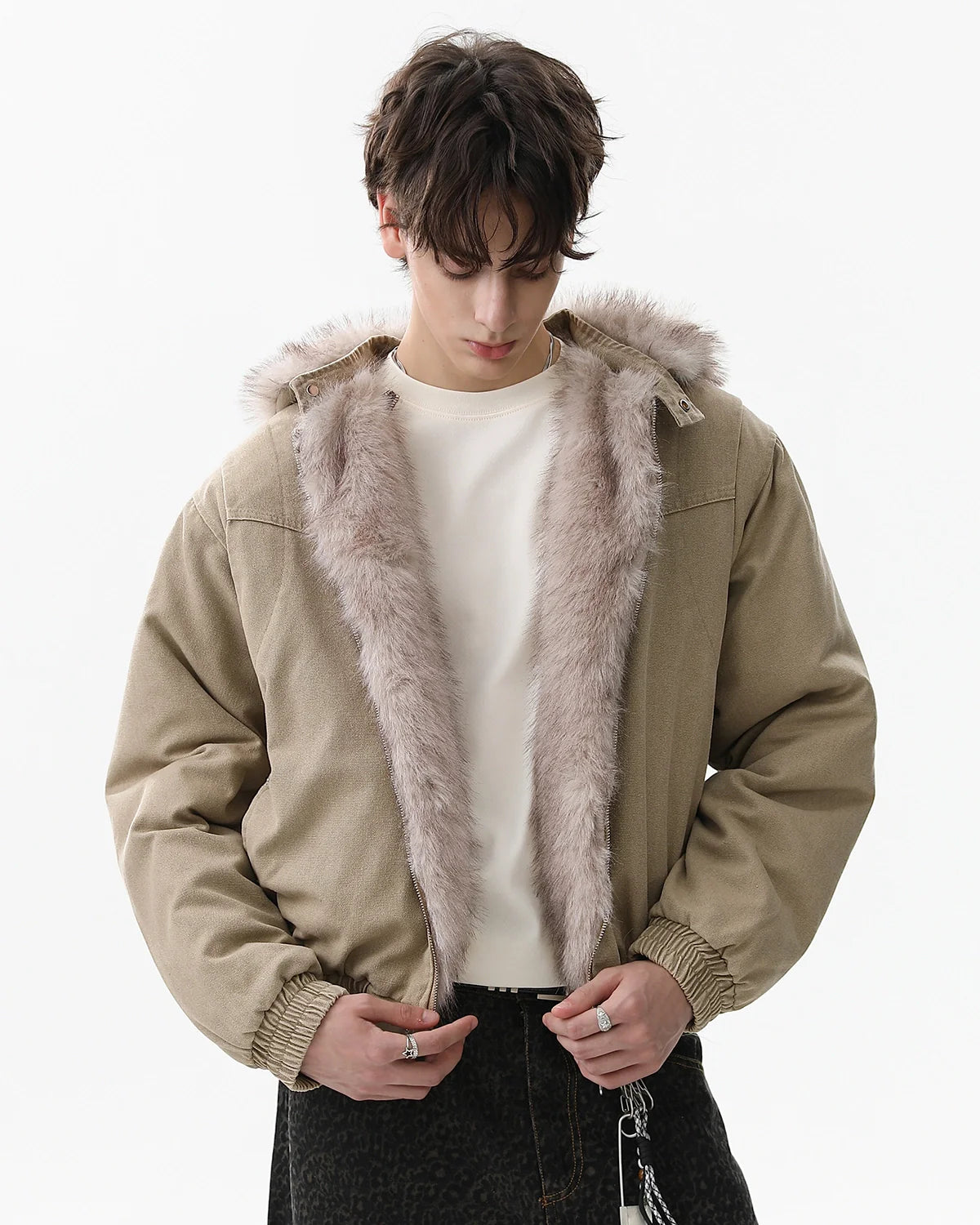 Detachable Hooded Faux Fur Padded Jacket | Inflation Streetwear
