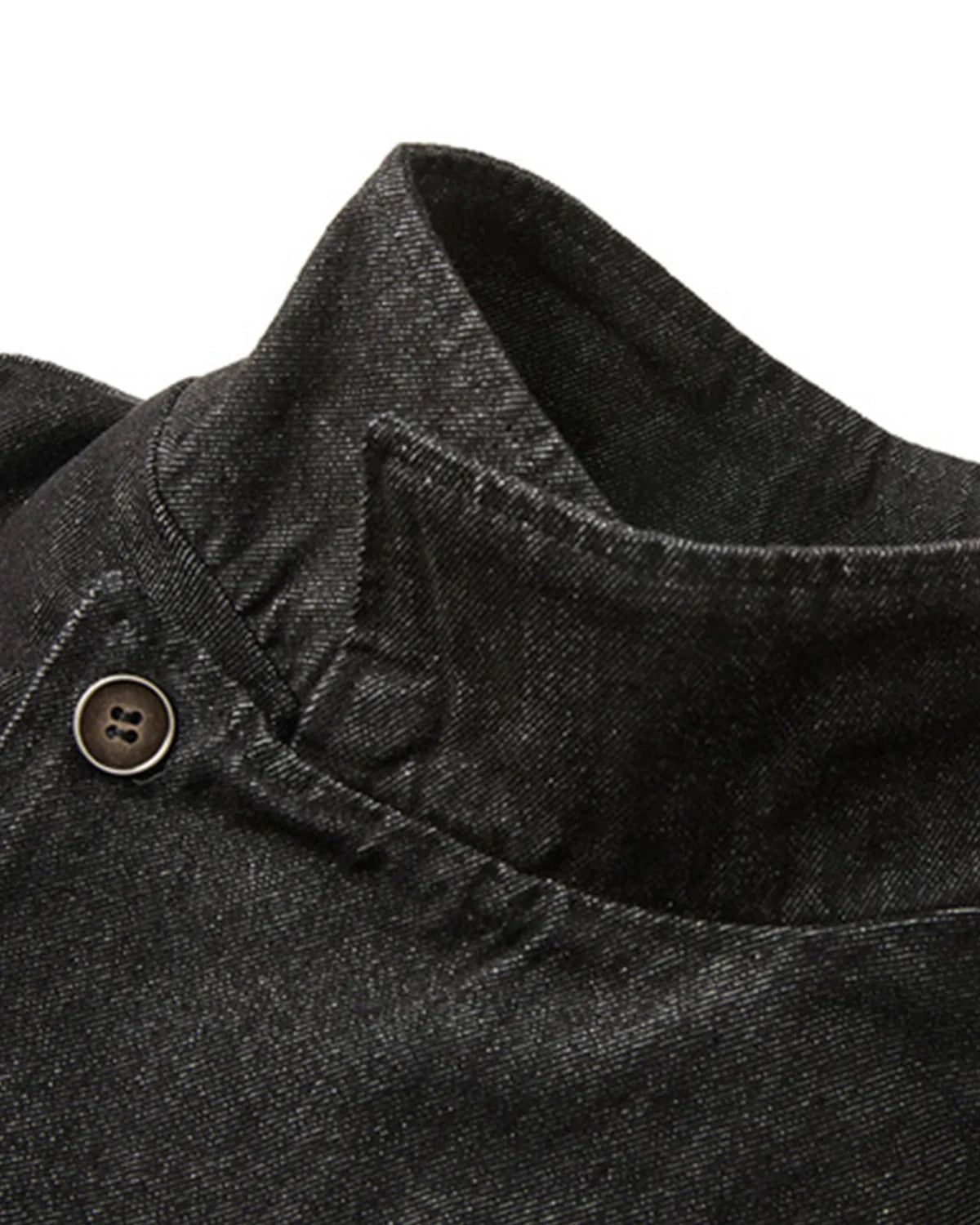 Cropped Asymmetric Button Denim Jacket | Inflation Streetwear