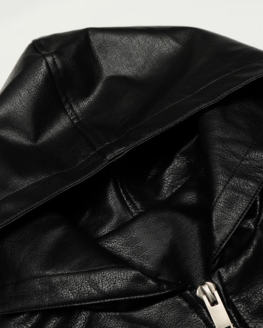 Hooded PU Leather Biker Jacket | INFLATION Streetwear