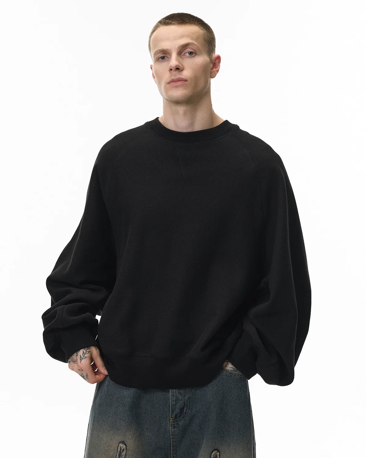 Batwing Sleeve Fleece Crewneck Sweatshirt | Inflation Streetwear