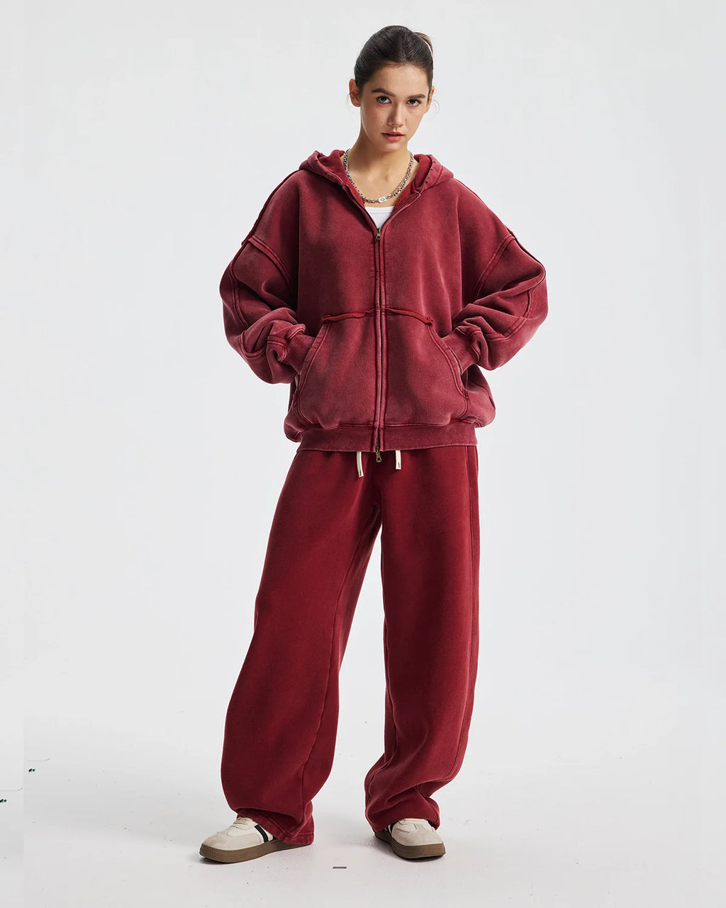 Distressed Acid Wash Double Zip Up Hoodies | Inflation Streetwear