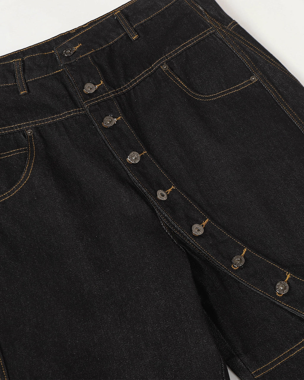 Button Detail Raw Baggy Jeans | Inflation Streetwear