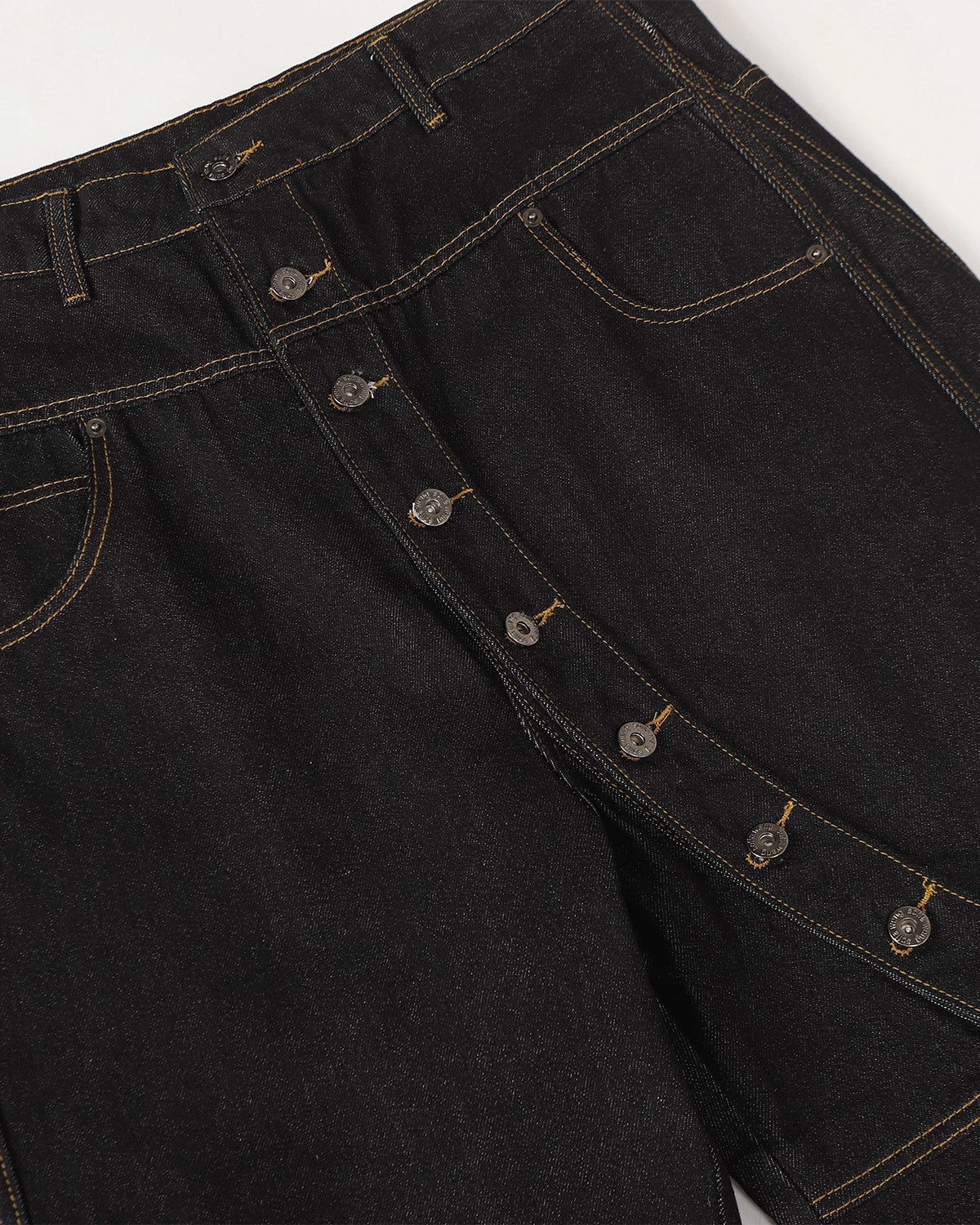Button Detail Raw Baggy Jeans | Inflation Streetwear