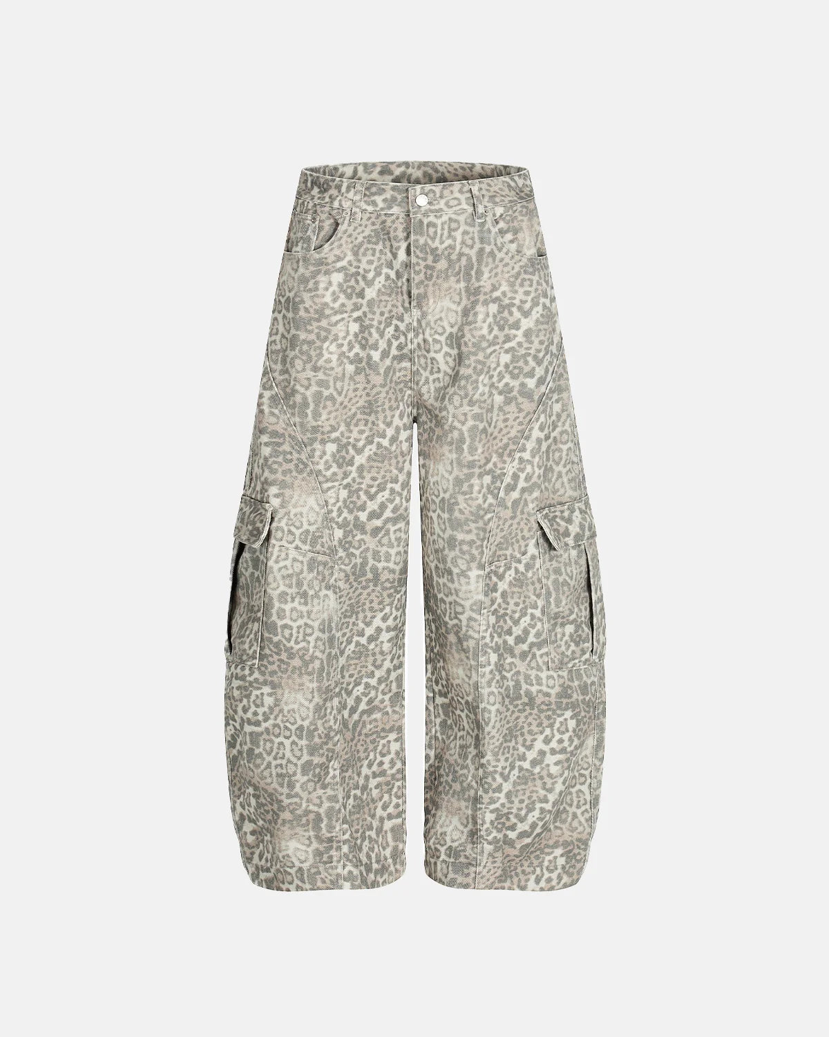 Leopard Pattern Cargo Barrel Pants | INFLATION Streetwear