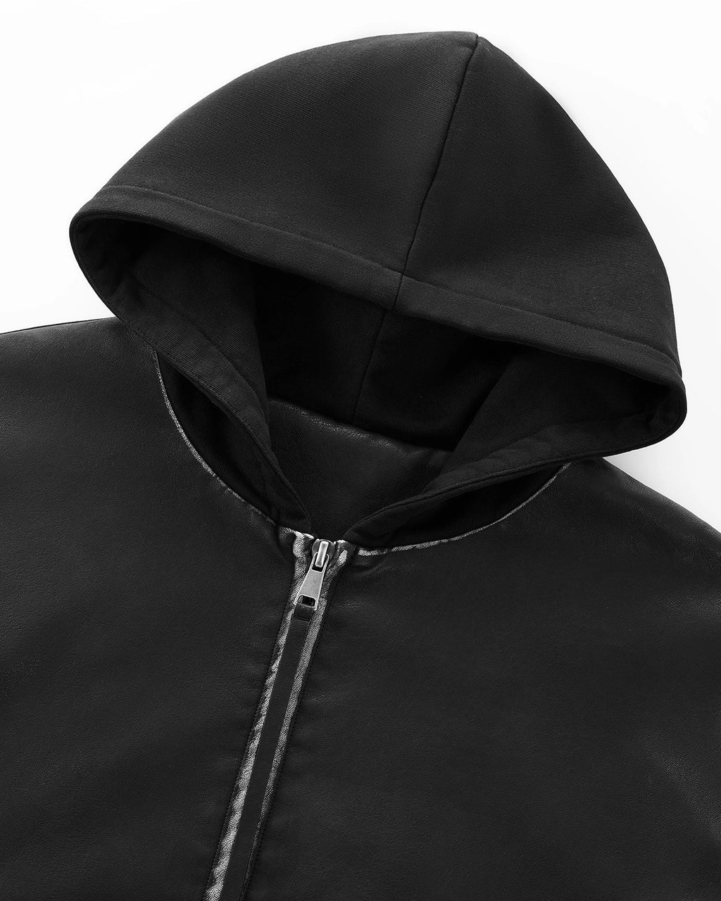 Faux Leather Hooded Bomber Jacket| Inflation Streetwear