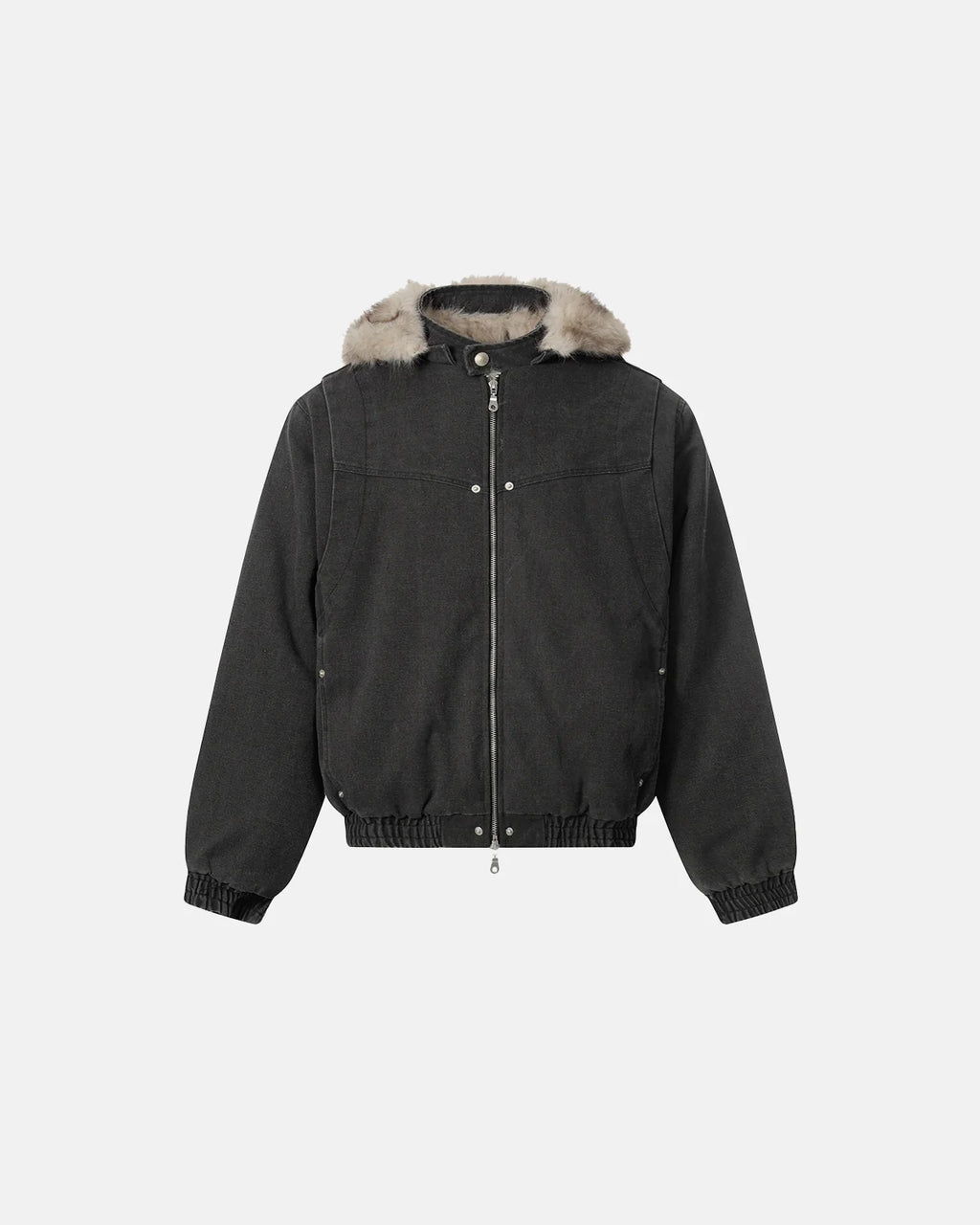 Detachable Hooded Faux Fur Padded Jacket | Inflation Streetwear