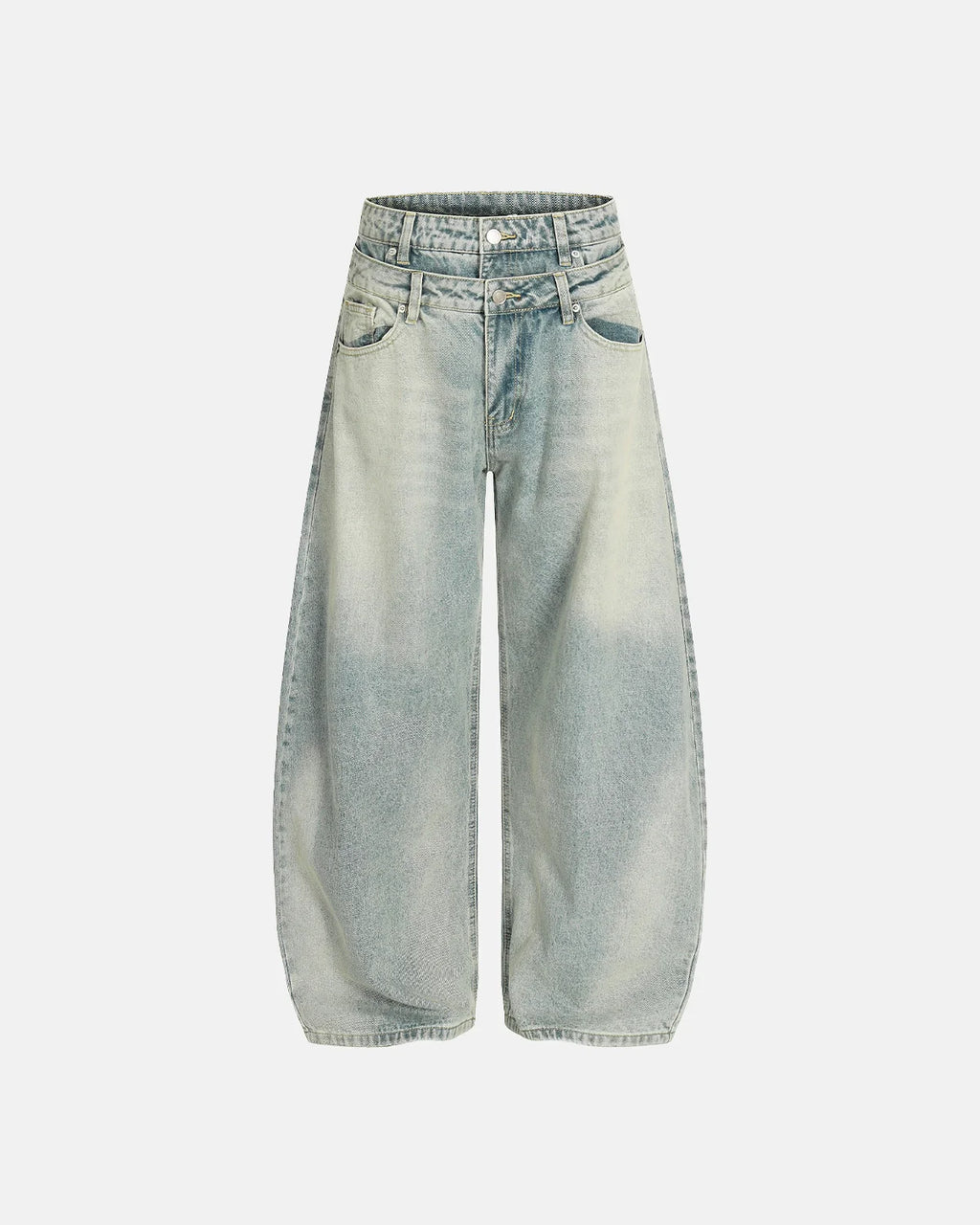 Double Waist Acid Washed Baggy Jeans | Inflation streetwear