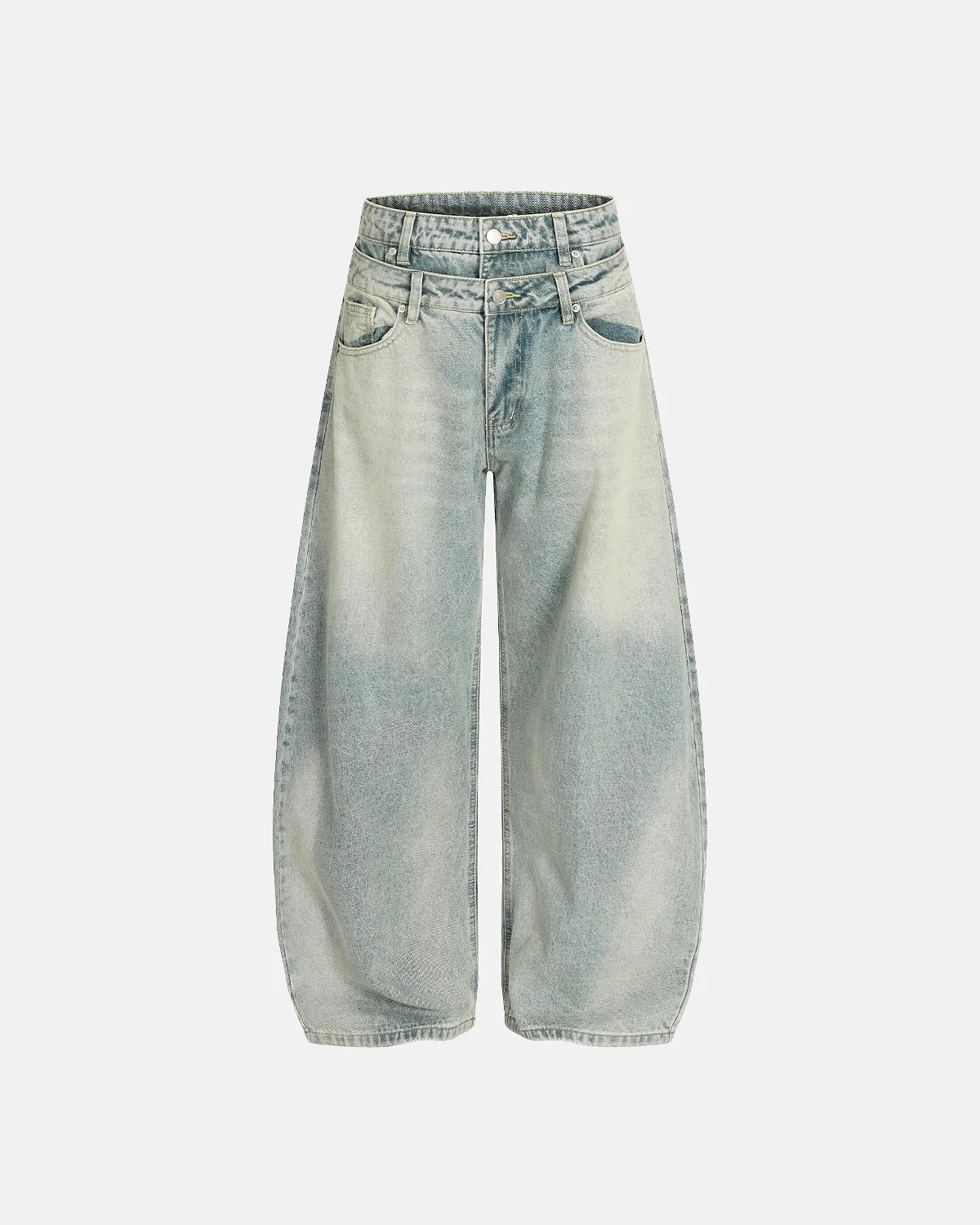 Double Waist Acid Washed Baggy Jeans | Inflation streetwear