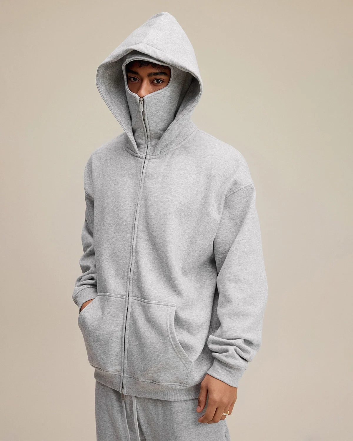 Fleece Zip-Up Hoodie with Face Mask | Inflation Streetwear