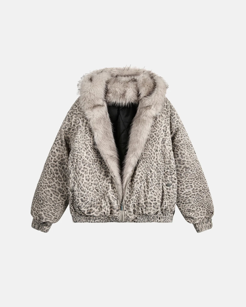Leopard Faux Fur Lined Bomber Jacket | Inflation Streetwear
