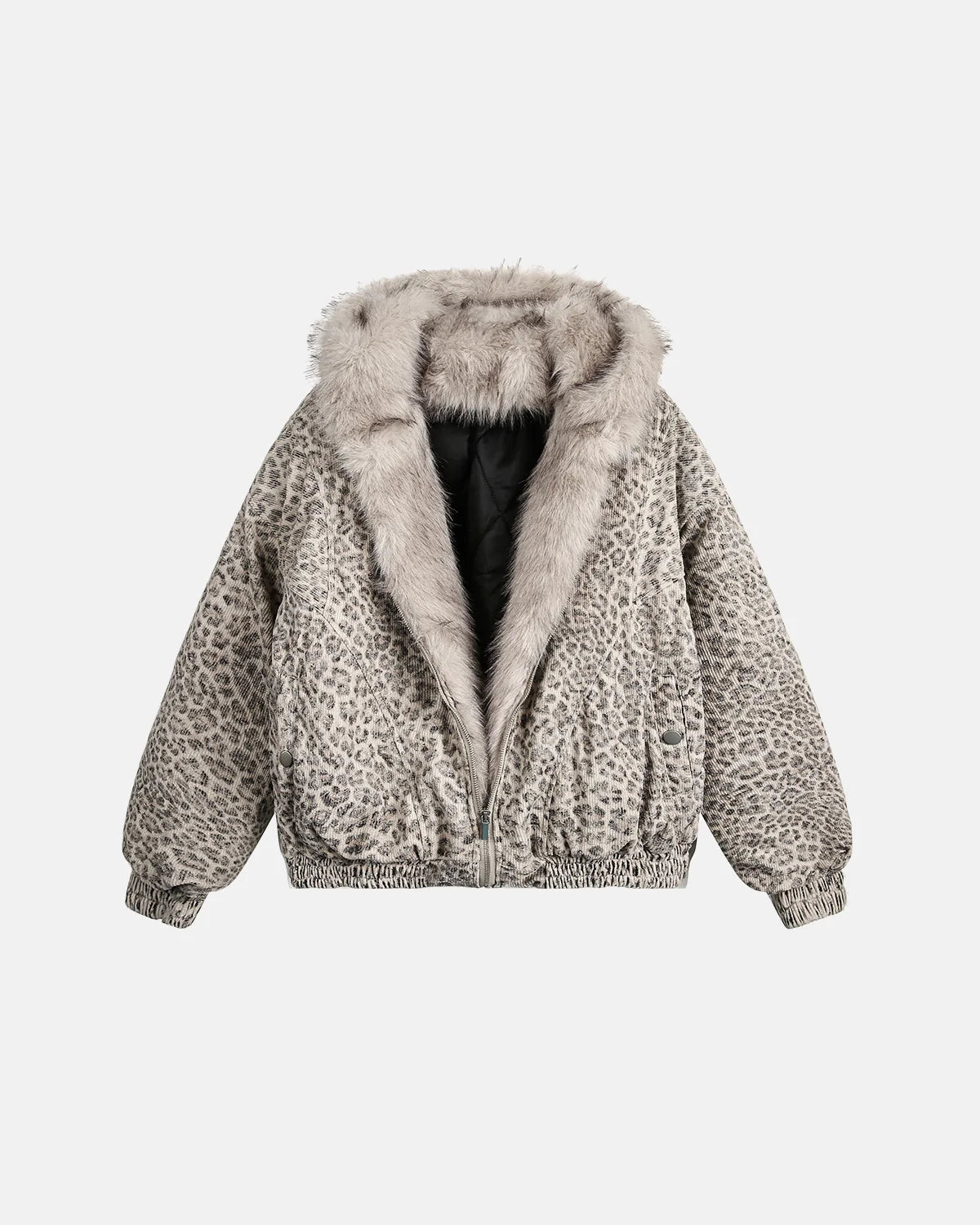 Leopard Faux Fur Lined Bomber Jacket | Inflation Streetwear