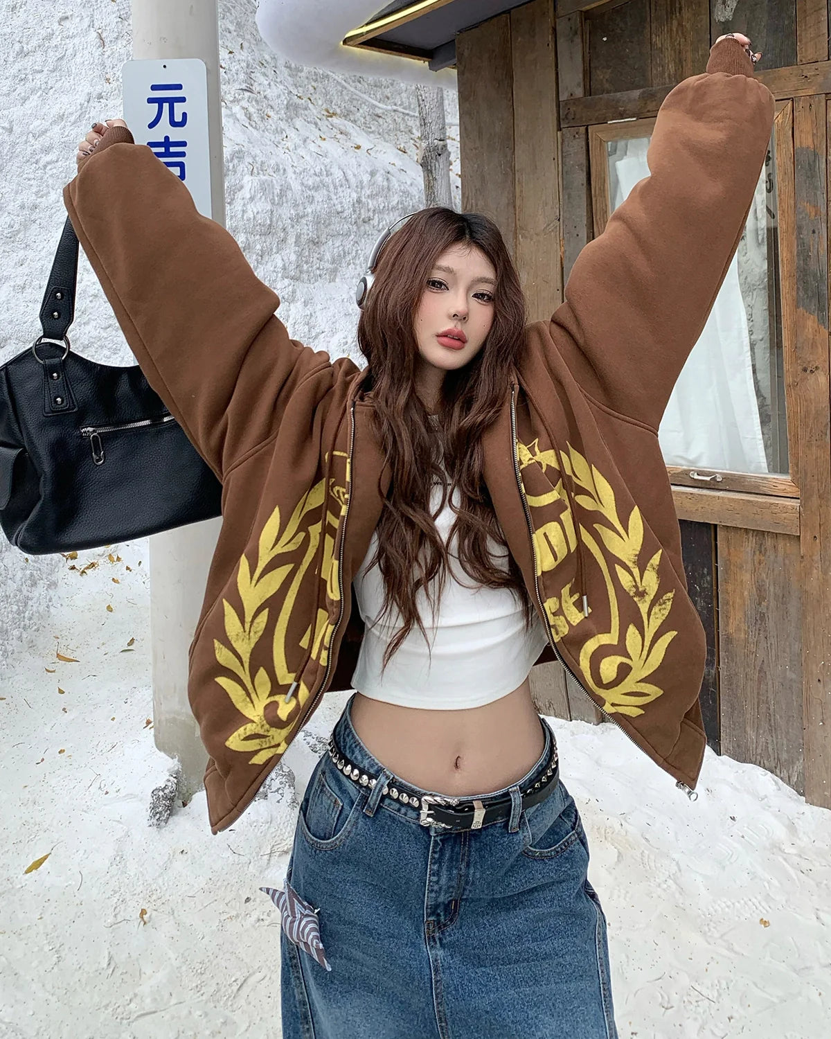 Acid Washed Graphic Cotton Padded Jacket | Inflation Streetwear