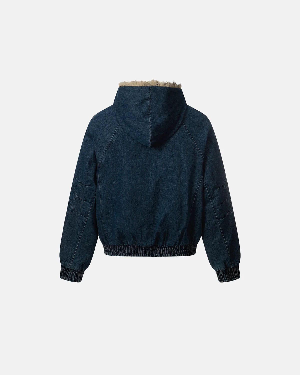 Faux Fur Hooded Padded Denim Jacket | INFLATION Streetwear