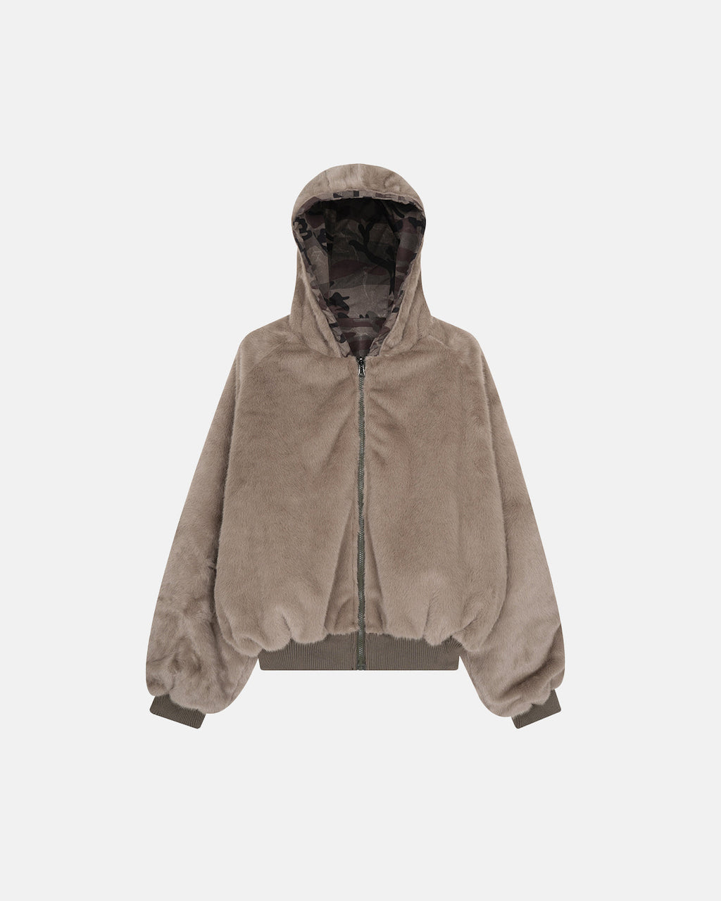 Reversible Camo Faux Fur Cotton Jacket | Inflation Streetwear