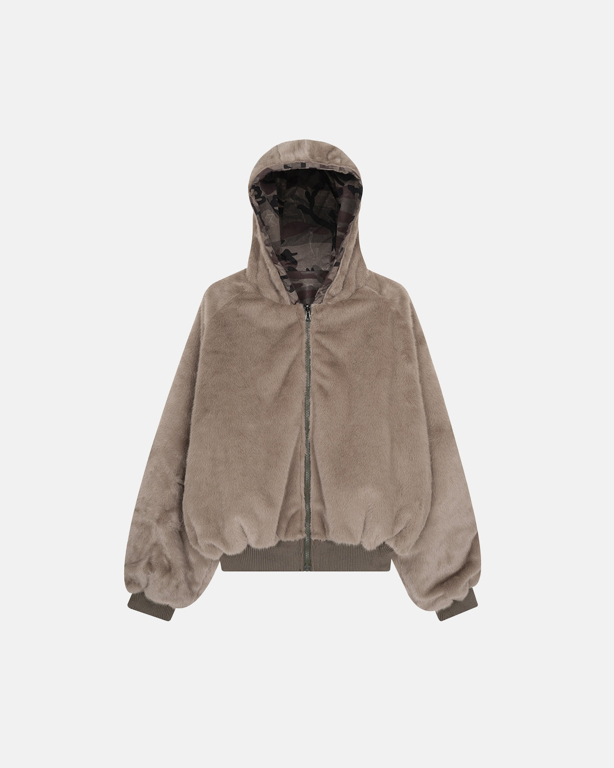 Reversible Camo Faux Fur Cotton Jacket | Inflation Streetwear