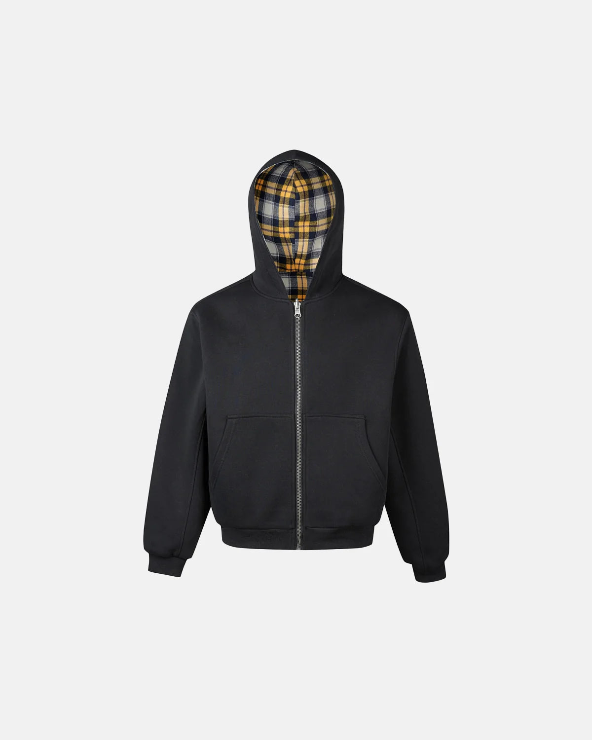 Yellow Plaid Reversible Zip-Up Hoodie | INFLATION Streetwear