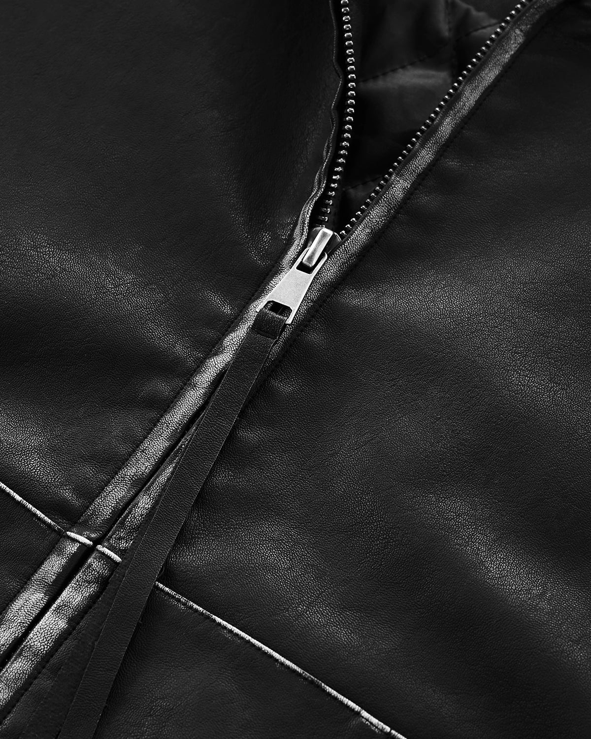 Faux Leather Hooded Bomber Jacket| Inflation Streetwear