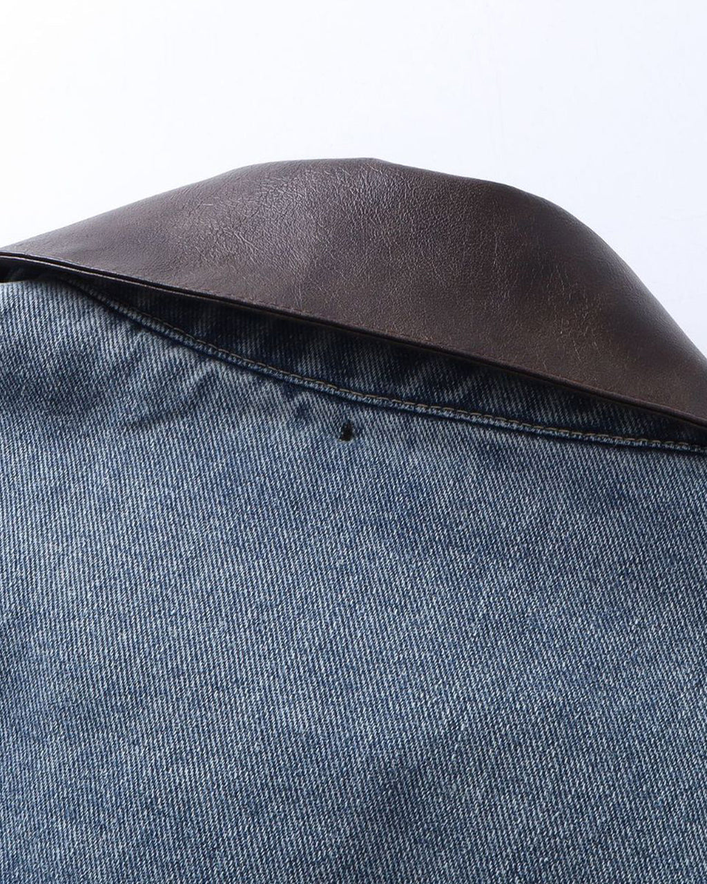 Leather Collar Washed Denim Jacket | Inflation Streetwear