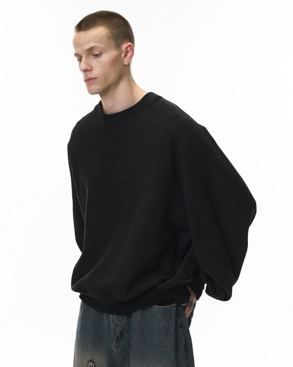 Batwing Sleeve Fleece Crewneck Sweatshirt | Inflation Streetwear