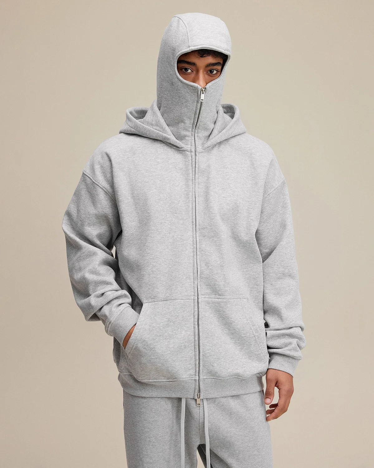 Fleece Zip-Up Hoodie with Face Mask | Inflation Streetwear