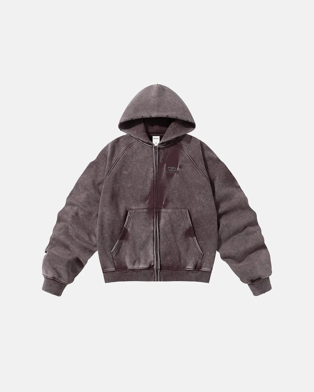 Acid Washed Embroidery Zip Up Hoodies | Inflation Streetwear