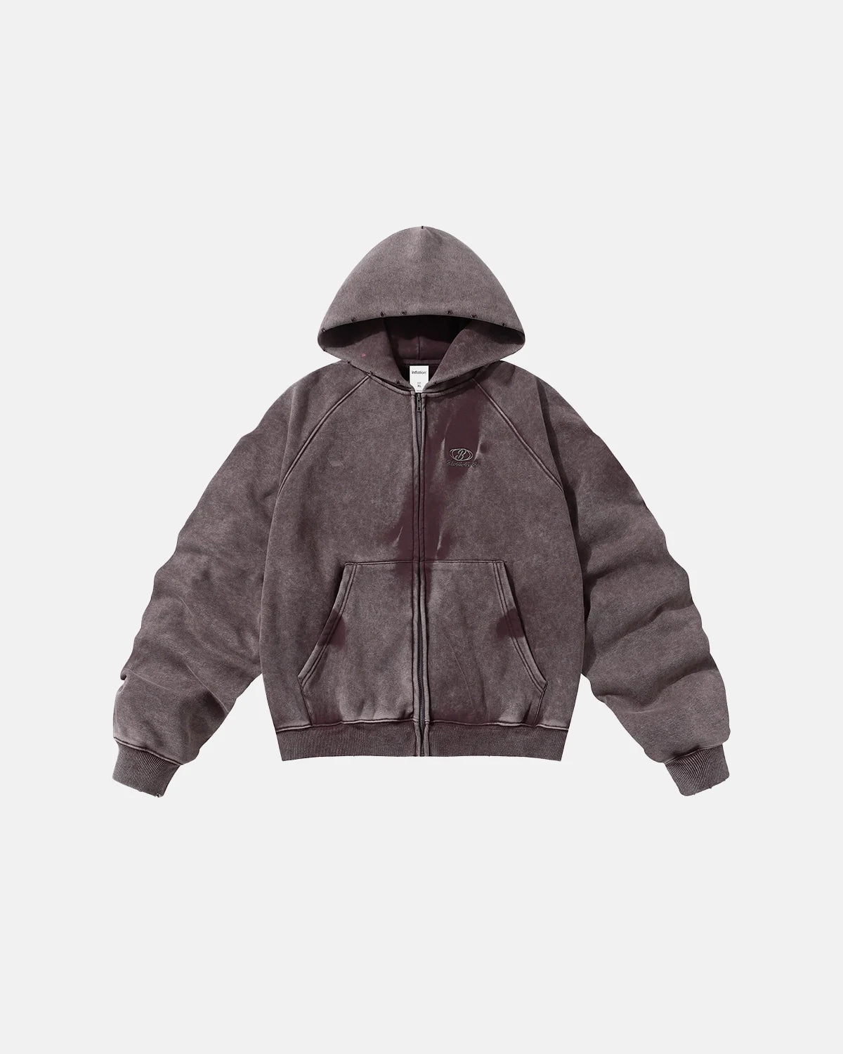 Acid Washed Embroidery Zip Up Hoodies | Inflation Streetwear