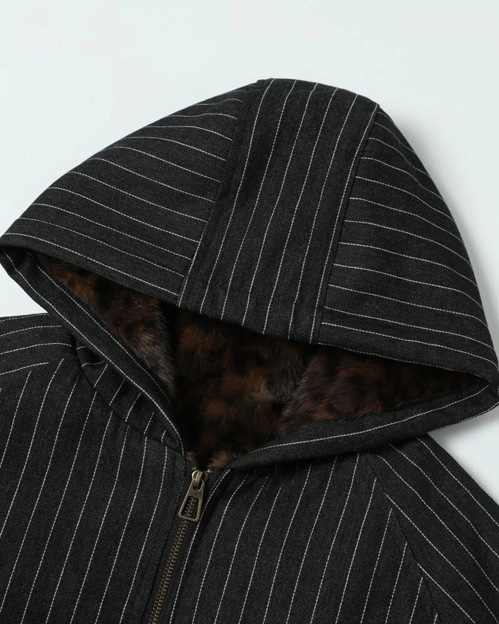 Faux Fur Pinstripe Padded Jacket | Inflation Streetwear