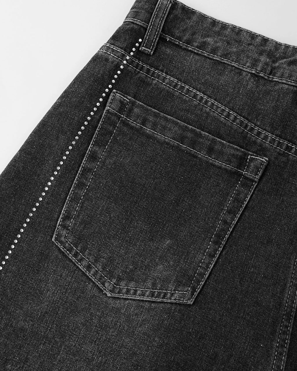 Rhinestone Stitching Barrel Jeans | Inflation Streetwear
