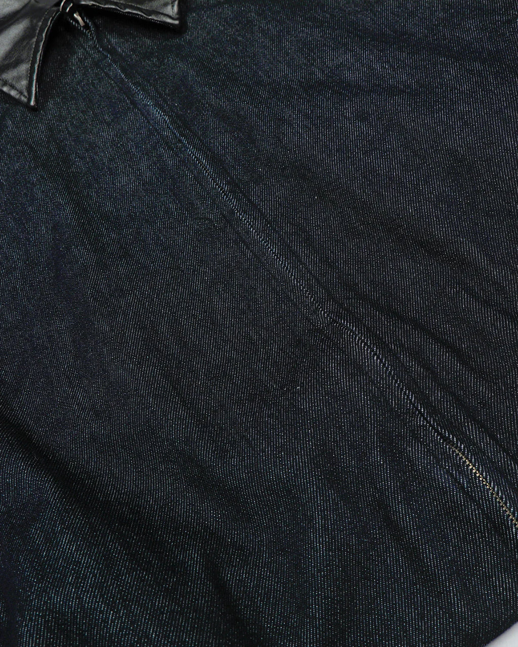 PU Leather Collar Raw Denim Jacket | INFLATION Streetwear