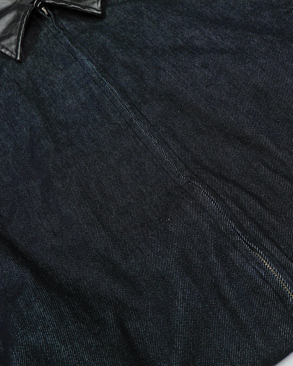 PU Leather Collar Raw Denim Jacket | INFLATION Streetwear