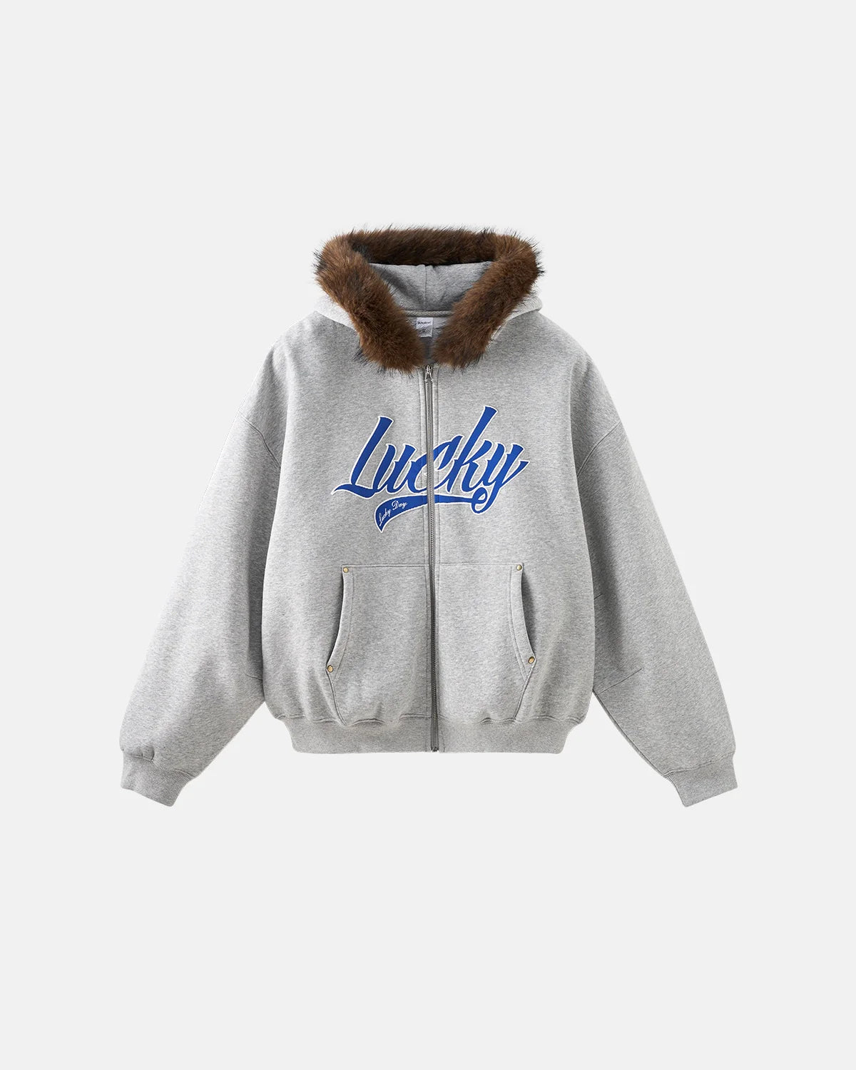 Faux Fur Collar Zip Up Hoodie Jacket  | Inflation Streetwear