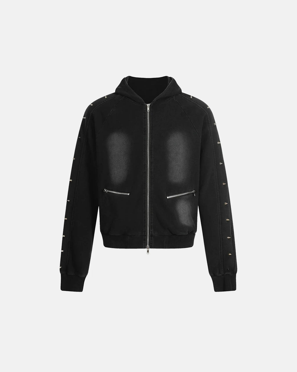 Rivet Acid Wash Zip Up Hoodies | Inflation Streetwear