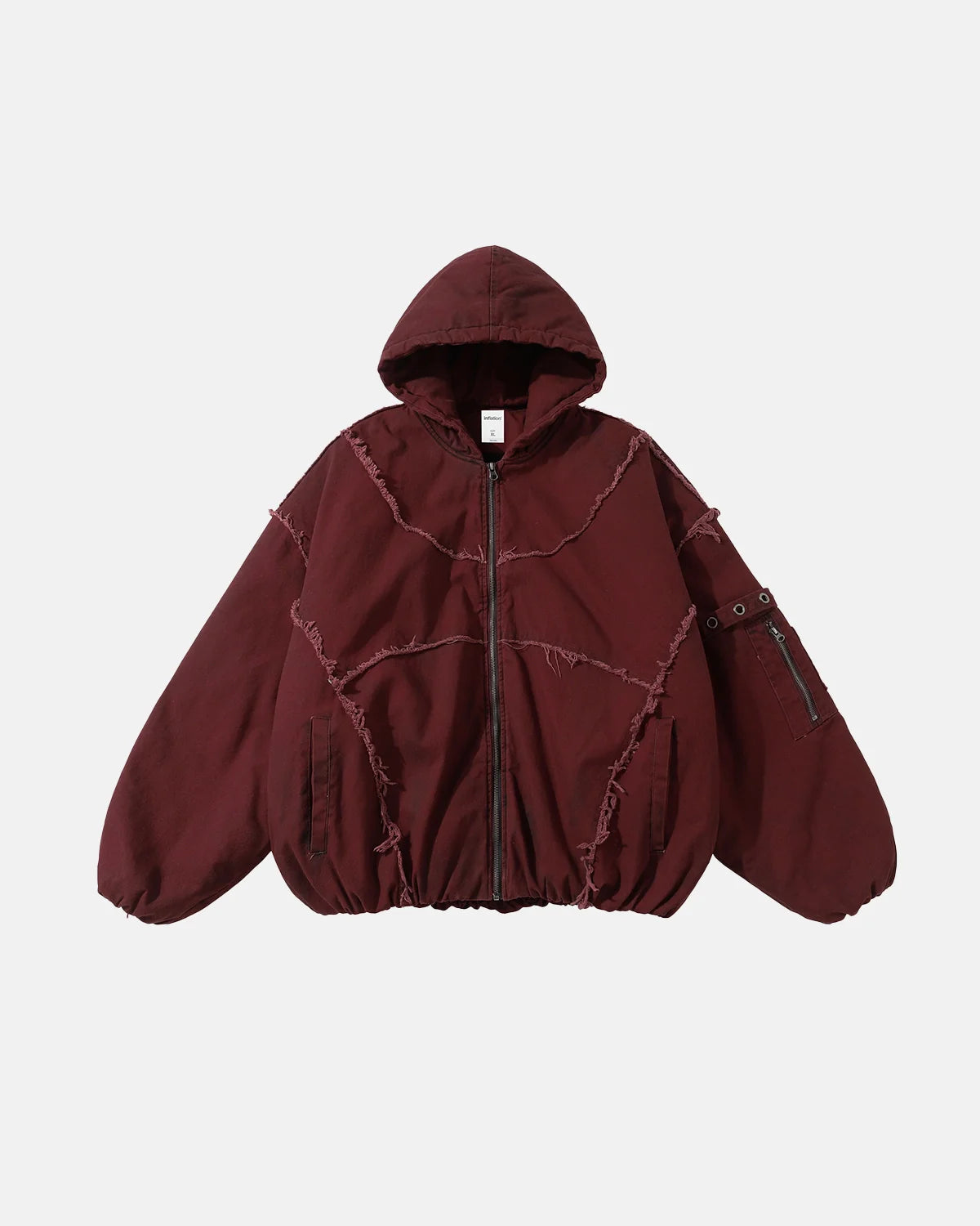 Retro Frayed Hodded Padded Jacket | Inflation Streetwear