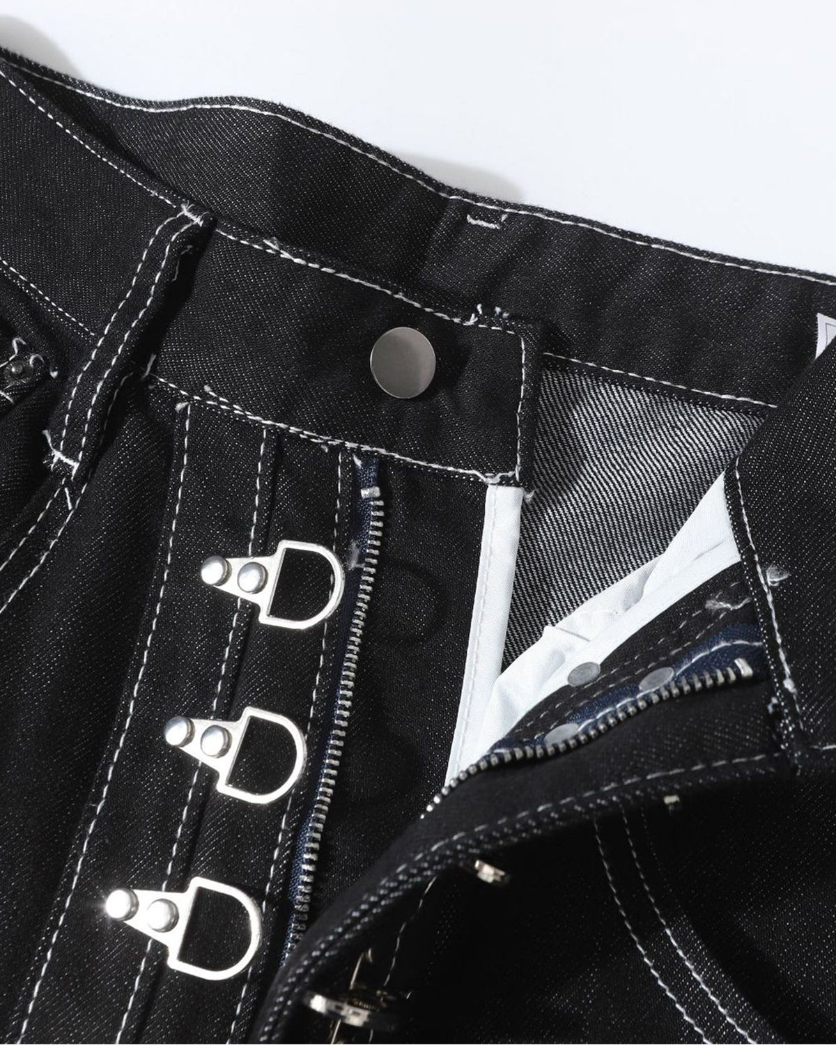 Black Metal Clasp Baggy Jeans | Inflation Streetwear