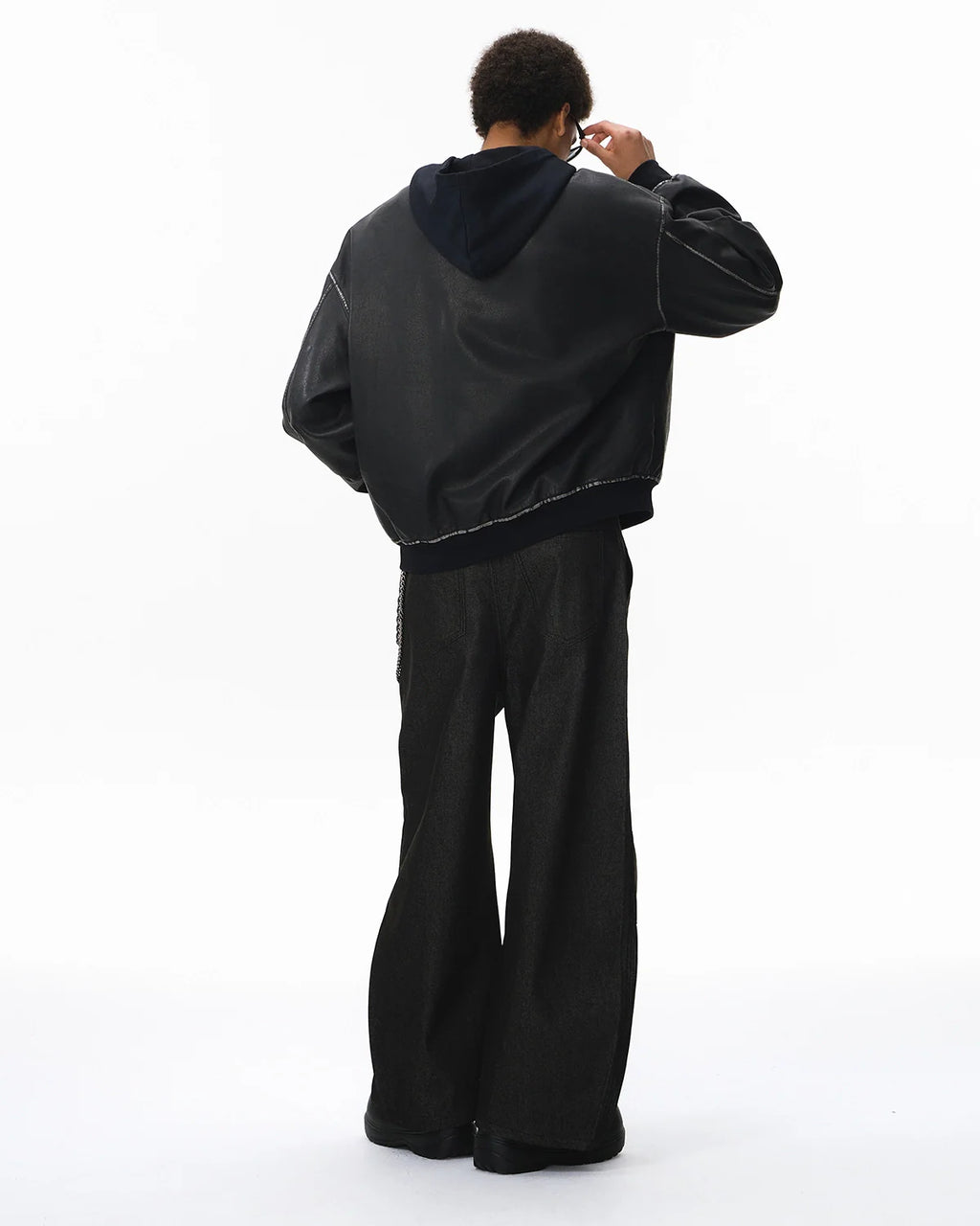 Faux Leather Hooded Bomber Jacket| Inflation Streetwear