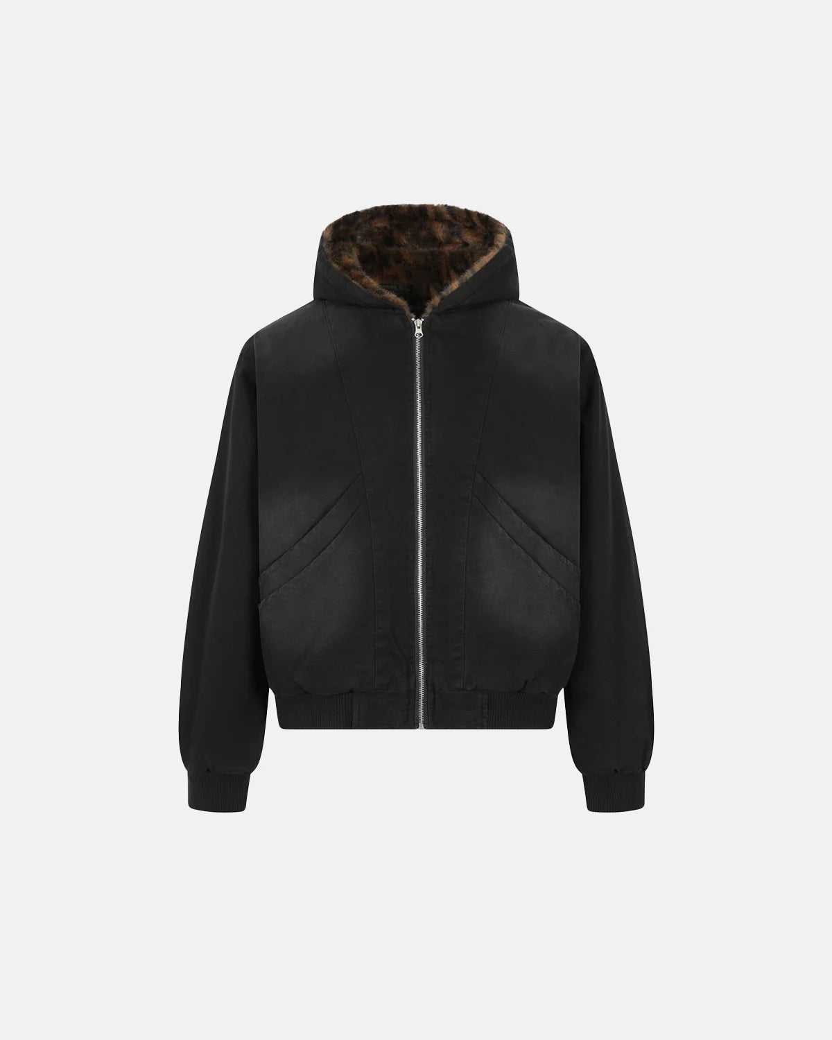 Monkey Wash Denim Leopard Faux Fur Jacket | Inflation Streetwear