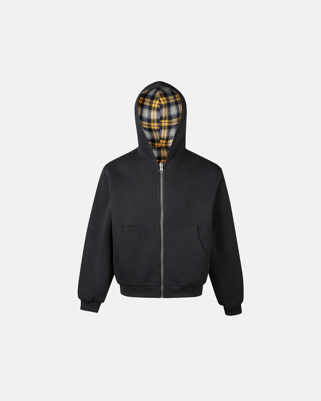 Yellow Plaid Reversible Zip-Up Hoodie | INFLATION Streetwear