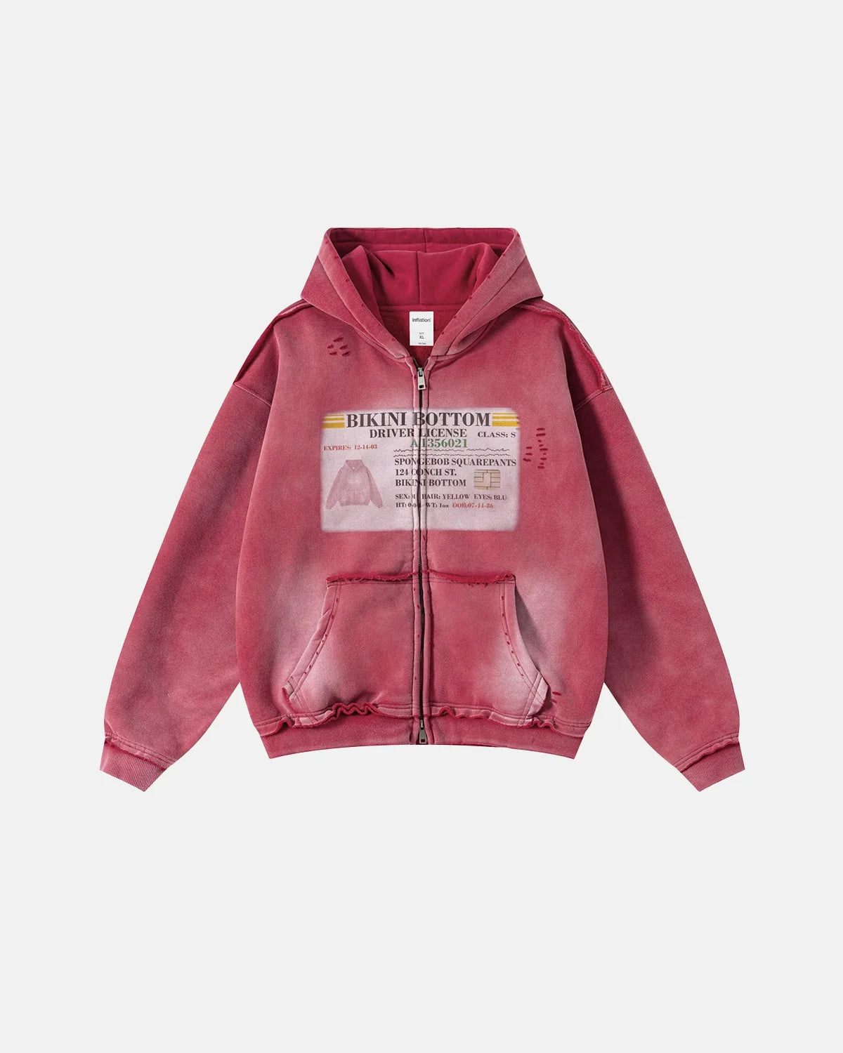 Graphic Ripped Washed Zip Up Hoodies | Inflation Streetwear