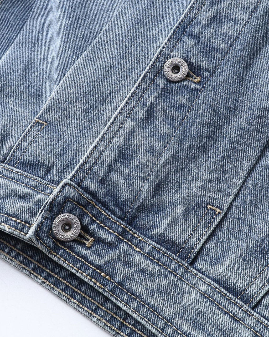 Leather Collar Washed Denim Jacket | Inflation Streetwear