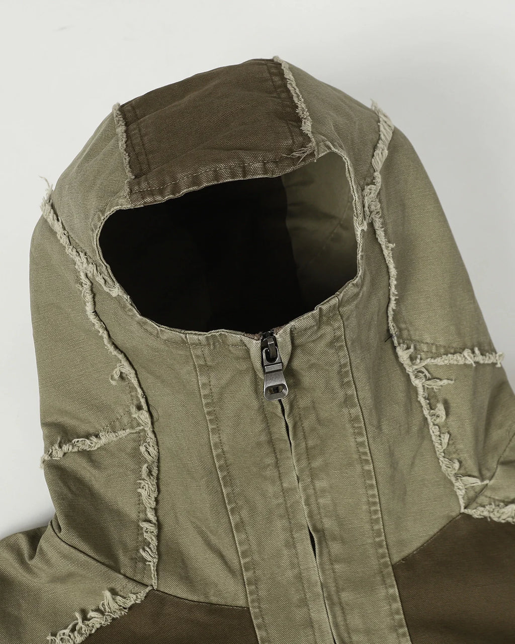 High Neck Distressed Washed Hooded Jacket | Inflation Streetwear