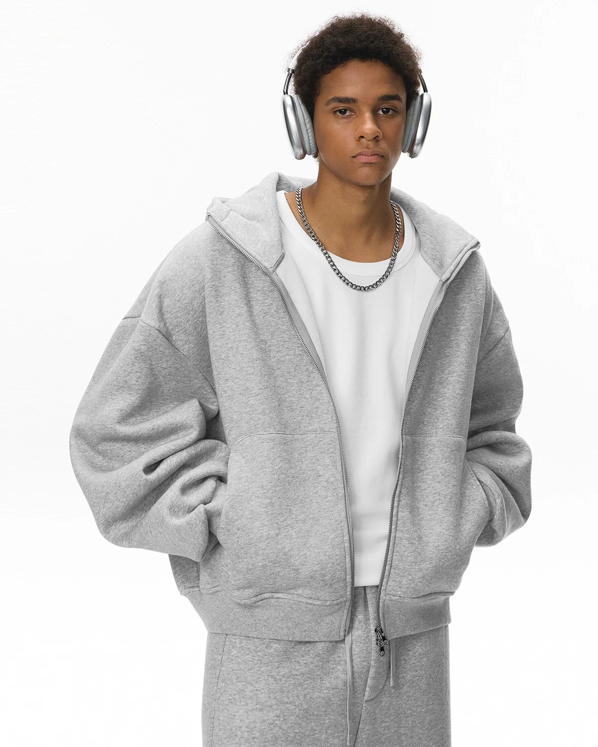 High Collar Fleece Double Zip-Up Hoodies | Inflation Streetwear