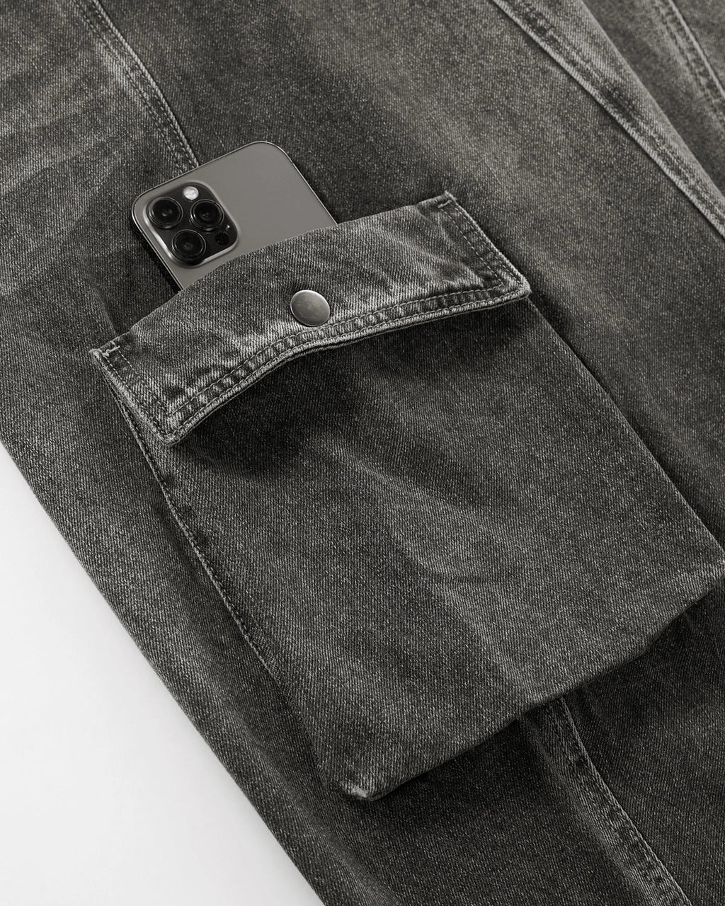 Distressed Washed Cargo Barrel Jeans | Streetwear