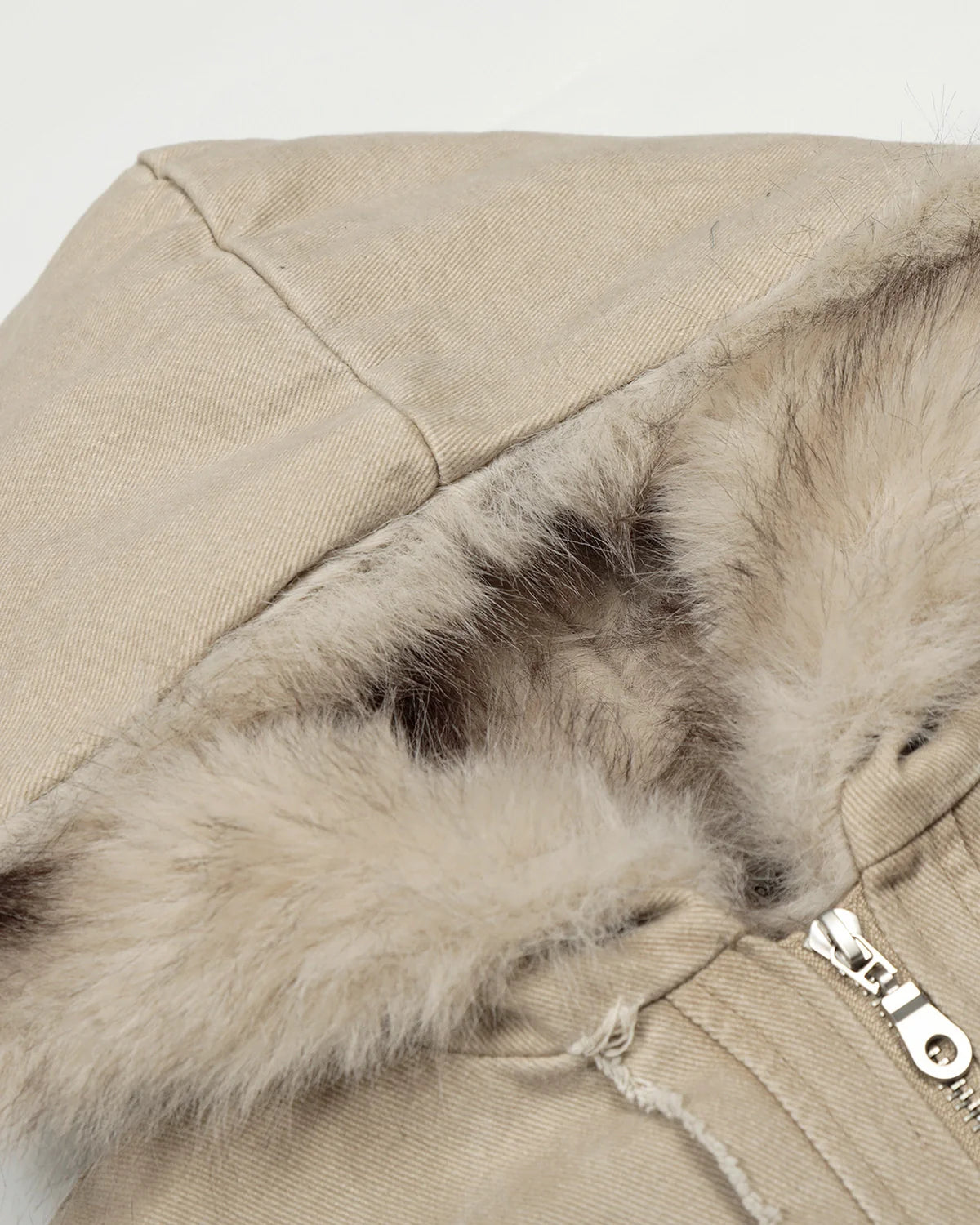 Faux Fur Lined Washed Hooded Jacket | Inflation Streetwear