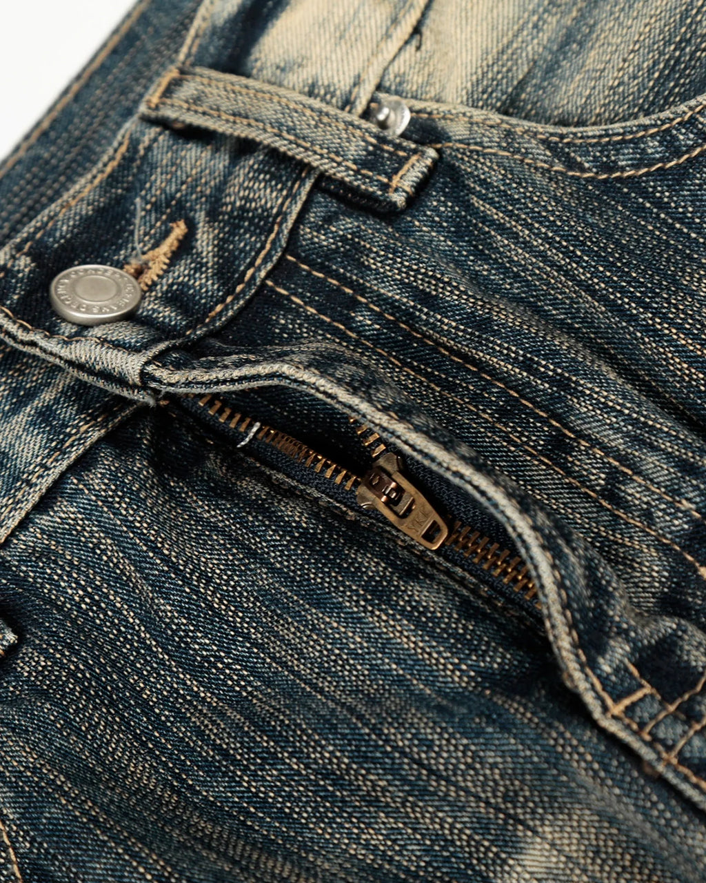 Distressed Whisker Wash Effect Baggy Jeans | Inflation Streetwear