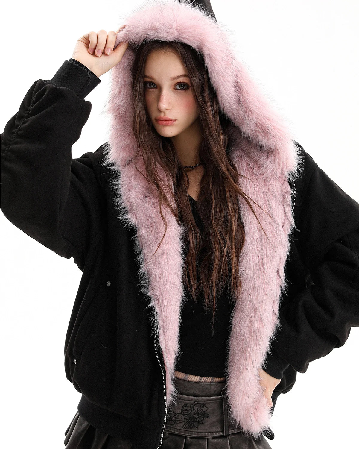 Reversible Faux Fur Hooded Jacket |  Inflation Streetwear